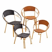 등나무 의자 라탄체어 레트로 발코니 야외 카페 티테이블, 흰색강철철근28cm