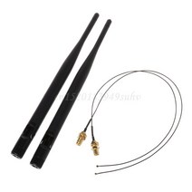 인텔 ac 9260 9560 8265 8260 7265 7260 ng-ff m.2용 rp-sma wifi 안테나 신호 케이블 세트에 대한 2x 6dbi m.2 ipex mhf4 u