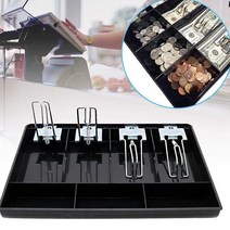 지폐계수기 Hard Case Clip Cash Register Box New Classify Store Cashier Coin Drawer Tray Money Counter, [01] Black
