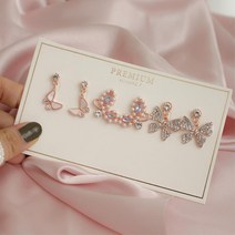 로즈골드 짧은귀걸이 3set 나비귀찌 랜덤디자인