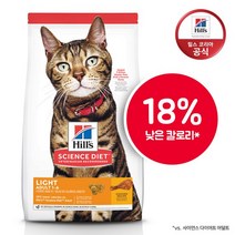 힐스 고양이사료 어덜트1~6세 라이트 다이어트 2KG [10302HG]