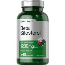 Horbaach 베타 시토스테롤 1200mg 240 캡슐 메가 강도 식물성 스테롤 복합체 GMO 프리 글루텐 프리 보충제