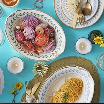 시라쿠스 블루로렐 그린로렐 빈티지 그릇 오벌볼 (26cm)