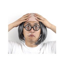 마빡이 가발 반대머리 파티 장기자랑 공연 코믹 용품, 그레이