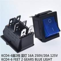 이중전환스위치 래칭 로커 스위치 전원 I/O 4 핀/6 핀 (조명 포함) 16A250V/20A125VAC KCD4 전기 장비, 13 2D6P Blue light