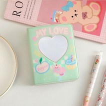 콜북 콜렉트 점보 1단 2단 포카 북 블랙 격자 무늬 사진 하트 할로우 돌 앨범, e3