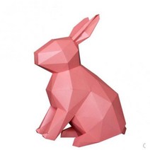 Papercraft-3D 퍼즐 화이트 플라밍고 크리에이티브 아트 부활절 토끼 DIY 종이 공예 골판지 동물 고무 거실 장식, B Pink Rabbit