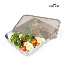 퀸센스 스텐바트 3.4L 냉장고정리 사각 스텐 밧드 밀폐용기 반찬통, Q스텐바트3400ml