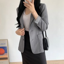 여성 자켓 투버튼 심플 아우터 스트라이프 롤업 정장