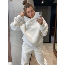 여성 기모트레이닝 세트 벨벳 츄리닝 Womens Oversize Tracksuit 따뜻한 양털 정장 후드 탑 캐주얼 스웻 셔