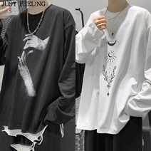 JUST FEEL!NG 1+1 남성 티셔츠 레터링 긴팔 남방 빅사이즈 M-8XL 박시핏 질좋은 이너티 캐주얼