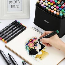 60색 80색 마카 펜 디자인 세트 미술 드로잉펜 그림그리기 애니메이션용 신학기 _ 22092786EA, 쿠팡 자비샵 1-마카펜세트-60색