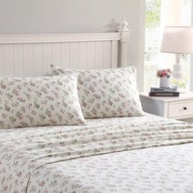 해외 Laura Ashley Home | 플란넬 컬렉션 면 침구 시트 세트 방축 가공 및 브러시 처리로 더욱 부드럽고 편안하며 아늑한 느낌 킹 로잘리 그레이148663, Crestwood Pastel Grey