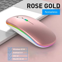 왼손마우스 블루투스 무선 블루투스 호환 마우스 2.4Ghz 무선 WiFi 모드 지원 MacBook Air/Pro 노트북/, 03 Rose Gold 2, 한개옵션1