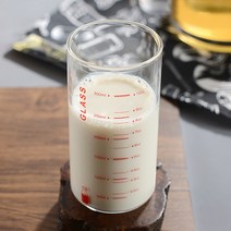 [로하티]홈케페 눈금 내열 유리컵 350ml(레드) 카페컵