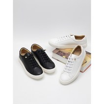 남자 밴딩끈 스니커즈 화이트 블랙 가죽운동화 캐주얼 슬랙스 단화