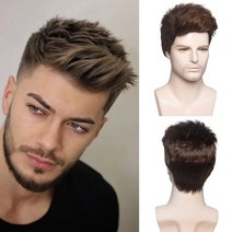 군인가발 20대남자가발 투블럭가발 남자패션가발 남성통가발합성 남성 짧은 스트레이트 가발 ombre grey brown wig white for male hair 양털 데일리, 15 9750