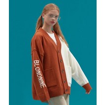BLOND9 인타샤 하프 니트 가디건_캬라멜 INTARSIA HALF KNIT CARDIGAN_CARAMEL