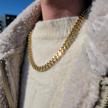 [도금이니셜목걸이] 노블른 써지컬 서지컬 스틸 골드 도금 금 10mm 명품 체인 연예인 남자 목걸이 선물