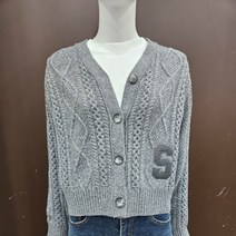 시에로 S 가죽패치 꽈배기니트가디건 SJ4KTF455MG