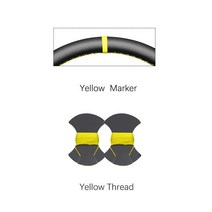 블랙 PU 인조 가죽 레드 마커 자동차 핸들 피아트 500 (GQ/S) 2013-2015 Abarth 595, 05 Yellow Marker