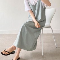 [바보사랑] 여자 끈나시 일자 베이직 바스락 파스텔 롱원피스[옷자락]