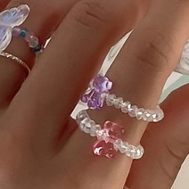 키메라제이 곰돌 키치 포인트 비즈 반지 4color