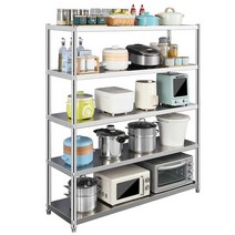 스테인리스선반 주방작업대 주방수납 이동식 식당 수납선반, 길이90cm너비30cm높이180cm5단조절가능