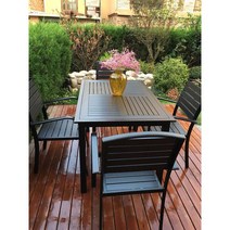 야외 테이블 의자 호텔수영장 리조트 펜션 정원 고급, 바커의자4개+80x80cm정사각형 테이블