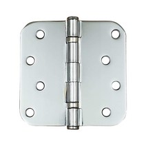 Hinge Outlet 광택 크롬 도어 힌지 10.2cm(4인치) 반경 1.6cm(5/8인치) 반경 부드러운 기능을 위한 볼 베어링 먼지가 쌓이는 것을 방지 2팩