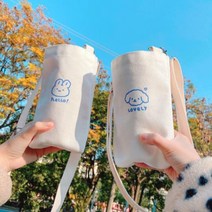 드링크백 캔버스 커피홀더 미니에코백 텀블러가방 패브릭컵홀더 테이크아웃컵홀더 에코컵홀더 텀블러주머니 텀블러손잡이 물병가방 휴대용컵홀더 컵슬리브 커피캐리어, ◎상품_2에코드링크백-토끼◎