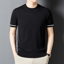 Luspirez 남성 여름 반팔 라운드 니트티