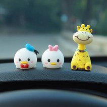 디즈니 카 액세서리 인테리어 소품 러블리 차량용 콘솔 피규어녀, 도날드덕+데스+사슴선생