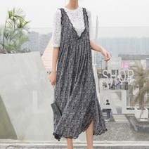 뷔스티에 레이스 플라워 루즈핏 빅사이즈 롱 원피스