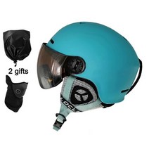 LOCLE 업그레이드 고글 스키 헬멧 남자 여자 일체형 CE 인증서 야외 스포츠 눈 보드 스케이트 남녀 공용 인증, S (52-54cm), [02] Blue