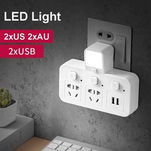 스마트 플러그 스마트콘센트 스위치 멀티탭 전원 스트립 변환기 휴대용 여행 홈 오피스 어댑터 소켓 야간 조명 2usb 포트 개별 스위치 1 2 3 4ac 콘센트, 2 AC 콘센트