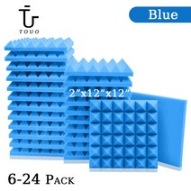 방음판 마이크방음판 방음재흡음재 스튜디오 방음 어쿠스틱 폼 패널 룸 사운드 프루프 스폰지 패드, 35.Blue - High Density - 12 Pc