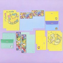 포켓몬스터 편선지 세트 편지지 봉투 레도 피카츄 뮤 포켓몬 캐릭터 일러스트 편지, 단품