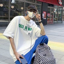 빅사이즈 반팔티 와이드 루즈핏 오목볼록 개성 이니셜 아메카지스타일 캐쥬얼 T60P27 4995759859