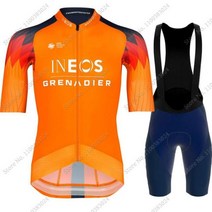 2023 사이클링 저지 Ineos Grenadier 팀 세트 남성용 레드 오렌지 의류 자전거 셔츠 정장 빕 반바지 엠티비 웨어 Maillot 싸이클