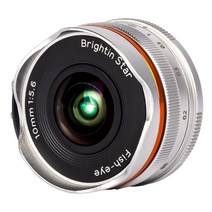 Brightinstar 10mm F5.6 광각렌즈 어안렌즈 미러리스 z e 마운트, 소니 E 포트 (C 프레임), 은, 공식 표준