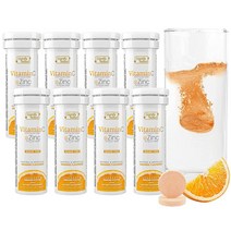 SIGNIFY NATURE 비타민 C 1000mg – 면역 부스터 아연 무설탕 발포제 항산화 물질 지원 - 80일 분량, VITAMIN C + ZINC, 10 Count (Pack of 8)