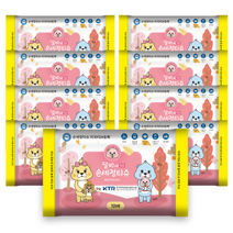 45gsm 엠보싱 물티슈 항균물티슈 손세정물티슈 손소독물티슈 휴대용물티슈 캐릭터물티슈 물티슈10매 10매물티슈 여행용물티슈 미니 소형 10매 달비네 달비 소독티슈 수달, 10팩, 10매입