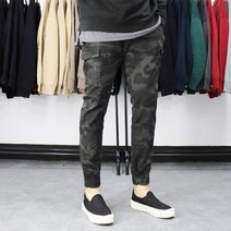 [바이훈] 남성용 빅사이즈 카모 카고 조거팬츠 스판 밴딩