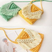 마크라메 가방만들기 손뜨개 미니 크로스백 DIY 제작, 옐로우