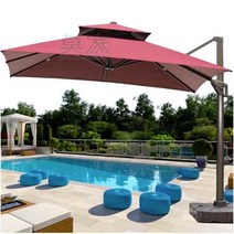 야외 테라스 대형 파라솔 야외 가구 접이식 비치 튼튼한, 2.5m 정사각형+8cm 알루미늄 합금 골격