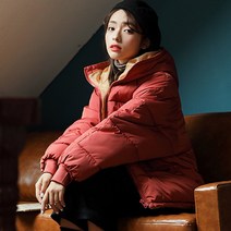 타니즈 뮤즈 여성 배색 숏 퀼팅 패딩