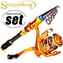 갯바위 낚시대 로드 콤보 Sougayilang 텔레스코픽 낚싯대 및 13 + 볼 베어링 스피닝 낚시 릴 콤보 바닷물, 06 3.0M and 5000 Reel