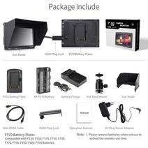 Feelworld-FW759 7 인치 IPS 1280x800 카메라 필드 DSLR 비디오 모니터 피킹 포커스 HD 7 인치 LCD 모니터 BMPCC Canon Sony 용, EU battery