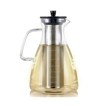 Teabloom 엑스트라 라지 멀티 브루 유리 찻주전자 + 주전자 피처(2 0 L / 8 컵) - 뜨거운 차 아이스 티 콜드 티 및 과일 주입 물용 정확한 브루잉을 위한 볼륨 표시